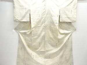 アンティーク　縞に抽象模様織り出し手織り紬着物